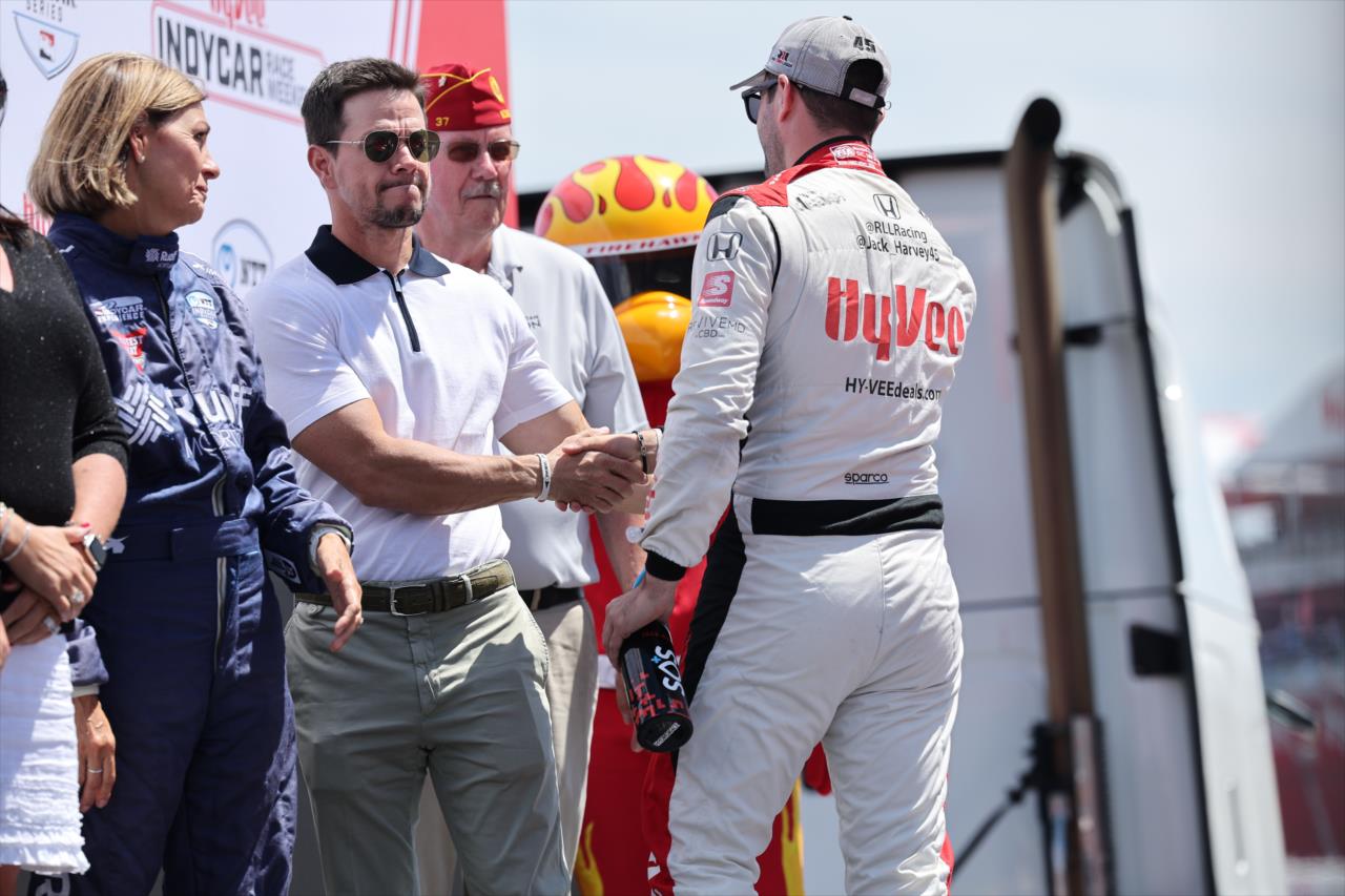 Mark Wahlberg and Jack Harvey - Hy-Vee Salute to Farmers 300 - By: Chris Owens -- Photo by: Chris Owens
